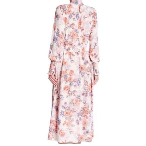Nanette Lepore Womens Long Sleeve Floral Dress Smocked Neck Size 4 - Picture 2 of 13